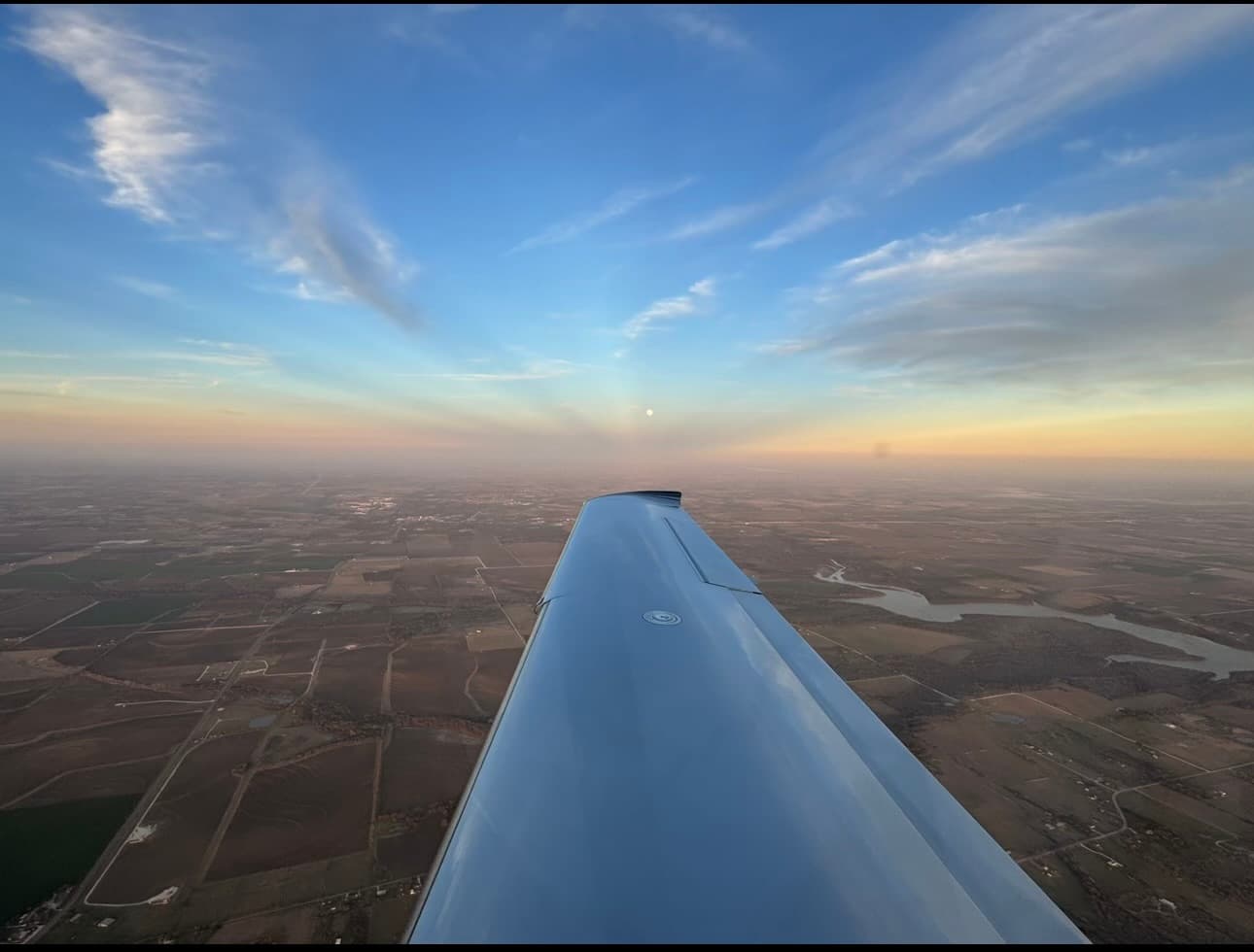 Peaceful aerial view of Texas at dusk from the TB10 aircraft